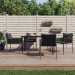 vidaXL Scaune de grădină cu perne 4 buc. negru 54x61x83 cm poliratan vidaXL Scaune de grădină cu perne 4 buc. negru 54x61x83 cm poliratan