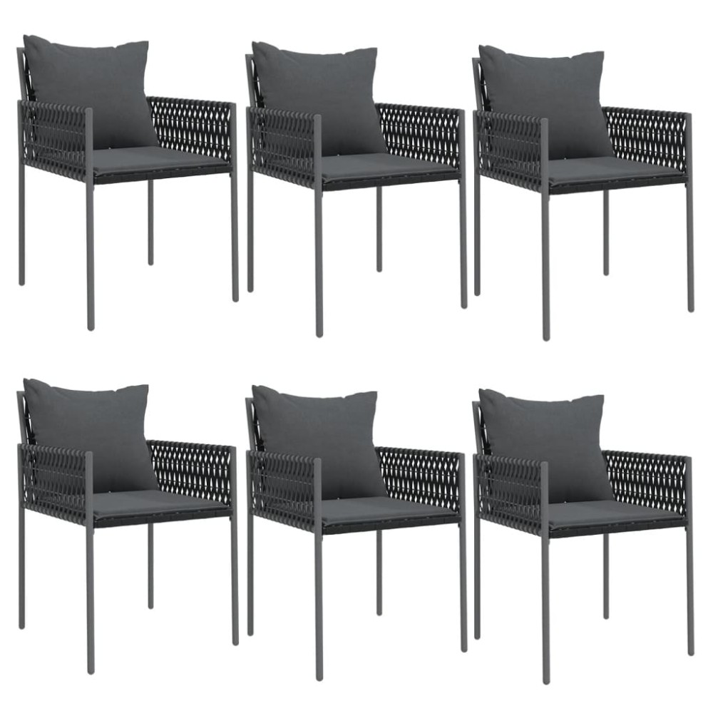 vidaXL Scaune de grădină cu perne 6 buc. negru 54x61x83 cm poliratan