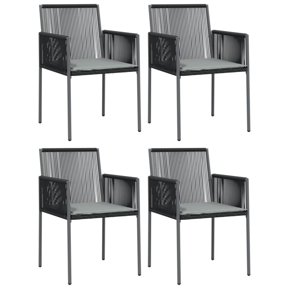 vidaXL Scaune grădină cu perne 4 buc. negru 54x60,5x83,5 cm poliratan