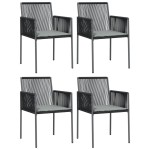 vidaXL Scaune grădină cu perne 4 buc. negru 54x60,5x83,5 cm poliratan vidaXL Scaune grădină cu perne 4 buc. negru 54x60,5x83,5 cm poliratan