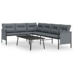 vidaXL Set mobilier de grădină, antracit, 2 piese, oțel vidaXL Set mobilier de grădină, antracit, 2 piese, oțel