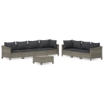 vidaXL Set mobilier de grădină cu perne, 8 piese, gri, poliratan vidaXL Set mobilier de grădină cu perne, 8 piese, gri, poliratan