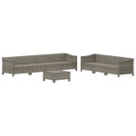 vidaXL Set mobilier de grădină cu perne, 8 piese, gri, poliratan vidaXL Set mobilier de grădină cu perne, 8 piese, gri, poliratan