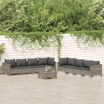 vidaXL Set mobilier de grădină cu perne, 9 piese, gri, poliratan vidaXL Set mobilier de grădină cu perne, 9 piese, gri, poliratan