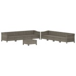 vidaXL Set mobilier de grădină cu perne, 9 piese, gri, poliratan vidaXL Set mobilier de grădină cu perne, 9 piese, gri, poliratan