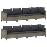 vidaXL Set mobilier de grădină cu perne, 9 piese, gri, poliratan vidaXL Set mobilier de grădină cu perne, 9 piese, gri, poliratan