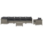 vidaXL Set mobilier de grădină cu perne, 8 piese, gri, poliratan vidaXL Set mobilier de grădină cu perne, 8 piese, gri, poliratan