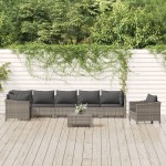 vidaXL Set mobilier de grădină cu perne, 8 piese, gri, poliratan vidaXL Set mobilier de grădină cu perne, 8 piese, gri, poliratan