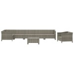 vidaXL Set mobilier de grădină cu perne, 8 piese, gri, poliratan vidaXL Set mobilier de grădină cu perne, 8 piese, gri, poliratan