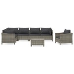vidaXL Set mobilier de grădină cu perne, 8 piese, gri, poliratan vidaXL Set mobilier de grădină cu perne, 8 piese, gri, poliratan