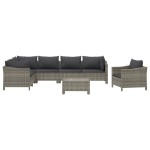 vidaXL Set mobilier de grădină cu perne, 8 piese, gri, poliratan vidaXL Set mobilier de grădină cu perne, 8 piese, gri, poliratan