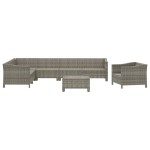 vidaXL Set mobilier de grădină cu perne, 8 piese, gri, poliratan vidaXL Set mobilier de grădină cu perne, 8 piese, gri, poliratan