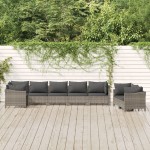 vidaXL Set mobilier de grădină cu perne, 8 piese, gri, poliratan vidaXL Set mobilier de grădină cu perne, 8 piese, gri, poliratan
