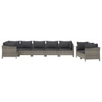 vidaXL Set mobilier de grădină cu perne, 8 piese, gri, poliratan vidaXL Set mobilier de grădină cu perne, 8 piese, gri, poliratan