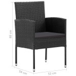 vidaXL Scaune de grădină cu perne, 4 buc., negru, poliratan vidaXL Scaune de grădină cu perne, 4 buc., negru, poliratan