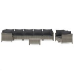 vidaXL Set mobilier de grădină cu perne, 9 piese, gri, poliratan vidaXL Set mobilier de grădină cu perne, 9 piese, gri, poliratan