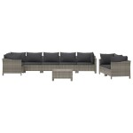 vidaXL Set mobilier de grădină cu perne, 9 piese, gri, poliratan vidaXL Set mobilier de grădină cu perne, 9 piese, gri, poliratan