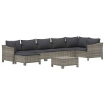 vidaXL Set mobilier de grădină cu perne, 8 piese, gri, poliratan vidaXL Set mobilier de grădină cu perne, 8 piese, gri, poliratan