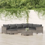 vidaXL Set mobilier de grădină cu perne, 8 piese, gri, poliratan vidaXL Set mobilier de grădină cu perne, 8 piese, gri, poliratan