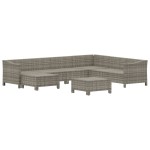 vidaXL Set mobilier de grădină cu perne, 8 piese, gri, poliratan vidaXL Set mobilier de grădină cu perne, 8 piese, gri, poliratan