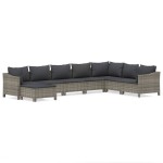 vidaXL Set mobilier de grădină cu perne, 8 piese, gri, poliratan vidaXL Set mobilier de grădină cu perne, 8 piese, gri, poliratan