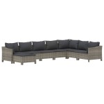 vidaXL Set mobilier de grădină cu perne, 8 piese, gri, poliratan vidaXL Set mobilier de grădină cu perne, 8 piese, gri, poliratan