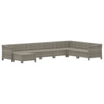 vidaXL Set mobilier de grădină cu perne, 8 piese, gri, poliratan vidaXL Set mobilier de grădină cu perne, 8 piese, gri, poliratan