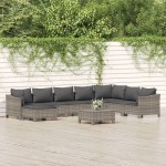 vidaXL Set mobilier de grădină cu perne, 9 piese, gri, poliratan vidaXL Set mobilier de grădină cu perne, 9 piese, gri, poliratan