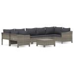 vidaXL Set mobilier de grădină cu perne, 8 piese, gri, poliratan vidaXL Set mobilier de grădină cu perne, 8 piese, gri, poliratan