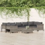 vidaXL Set mobilier de grădină cu perne, 8 piese, gri, poliratan vidaXL Set mobilier de grădină cu perne, 8 piese, gri, poliratan