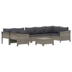vidaXL Set mobilier de grădină cu perne, 8 piese, gri, poliratan vidaXL Set mobilier de grădină cu perne, 8 piese, gri, poliratan