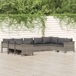 vidaXL Set mobilier de grădină cu perne, 9 piese, gri, poliratan vidaXL Set mobilier de grădină cu perne, 9 piese, gri, poliratan