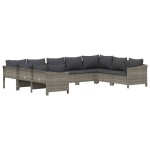 vidaXL Set mobilier de grădină cu perne, 9 piese, gri, poliratan vidaXL Set mobilier de grădină cu perne, 9 piese, gri, poliratan