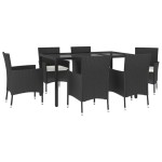 vidaXL Set mobilier de grădină cu perne, 7 piese, negru, poliratan vidaXL Set mobilier de grădină cu perne, 7 piese, negru, poliratan