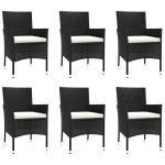 vidaXL Set mobilier de grădină cu perne, 7 piese, negru, poliratan vidaXL Set mobilier de grădină cu perne, 7 piese, negru, poliratan