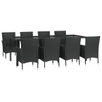 vidaXL Set mobilier de grădină cu perne, 9 piese, negru, poliratan vidaXL Set mobilier de grădină cu perne, 9 piese, negru, poliratan