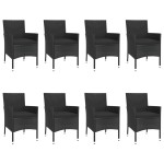 vidaXL Set mobilier de grădină cu perne, 9 piese, negru, poliratan vidaXL Set mobilier de grădină cu perne, 9 piese, negru, poliratan