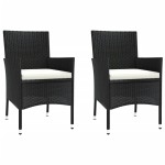 vidaXL Set bistro de grădină cu perne, 3 piese, negru, poliratan vidaXL Set bistro de grădină cu perne, 3 piese, negru, poliratan