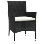 vidaXL Set bistro de grădină cu perne, 3 piese, negru, poliratan vidaXL Set bistro de grădină cu perne, 3 piese, negru, poliratan