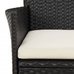 vidaXL Set bistro de grădină cu perne, 3 piese, negru, poliratan vidaXL Set bistro de grădină cu perne, 3 piese, negru, poliratan