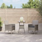 vidaXL Set bistro de grădină cu perne, 3 piese, gri, poliratan vidaXL Set bistro de grădină cu perne, 3 piese, gri, poliratan