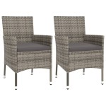 vidaXL Set bistro de grădină cu perne, 3 piese, gri, poliratan vidaXL Set bistro de grădină cu perne, 3 piese, gri, poliratan