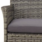 vidaXL Set bistro de grădină cu perne, 3 piese, gri, poliratan vidaXL Set bistro de grădină cu perne, 3 piese, gri, poliratan