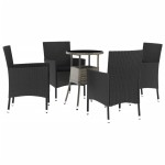 vidaXL Set bistro de grădină cu perne, 5 piese, negru, poliratan vidaXL Set bistro de grădină cu perne, 5 piese, negru, poliratan