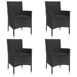 vidaXL Set bistro de grădină cu perne, 5 piese, negru, poliratan vidaXL Set bistro de grădină cu perne, 5 piese, negru, poliratan