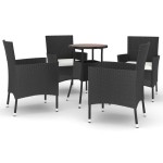 vidaXL Set bistro de grădină cu perne, 5 piese, negru, poliratan vidaXL Set bistro de grădină cu perne, 5 piese, negru, poliratan