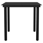 vidaXL Masă de bucătărie de grădină, negru, 80x80x74 cm, oțel/sticlă vidaXL Masă de bucătărie de grădină, negru, 80x80x74 cm, oțel/sticlă