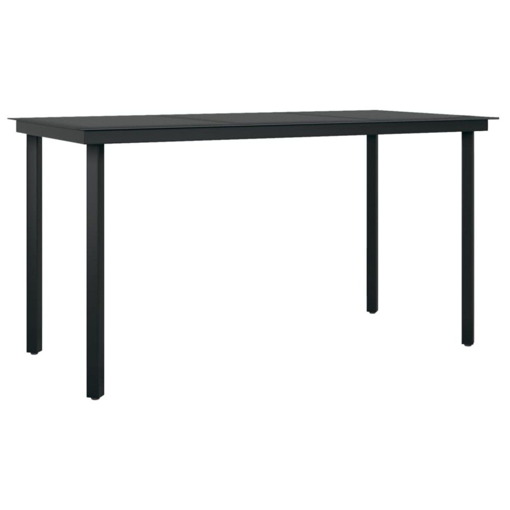 vidaXL Masă de bucătărie de grădină, negru, 140x70x74 cm, oțel/sticlă