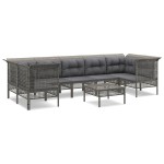 vidaXL Set mobilier de grădină cu perne, 8 piese, gri, poliratan vidaXL Set mobilier de grădină cu perne, 8 piese, gri, poliratan