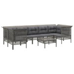 vidaXL Set mobilier de grădină cu perne, 8 piese, gri, poliratan vidaXL Set mobilier de grădină cu perne, 8 piese, gri, poliratan